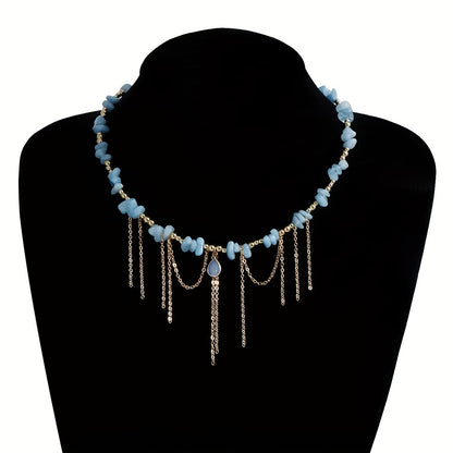 Statement Turquoise Golden Chain Necklace