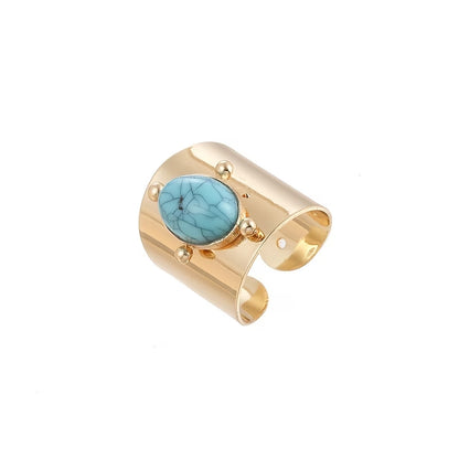Adjustable Golden Turquoise Stone Ring