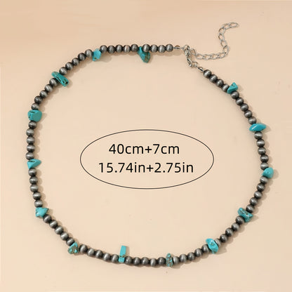 Classic Round Turquoise Beaded Necklace