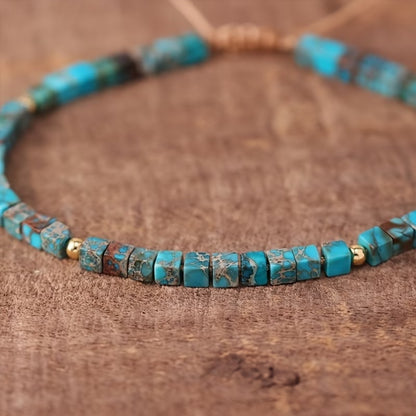 Adjustable Bold Square Stone Turquoise Bracelet
