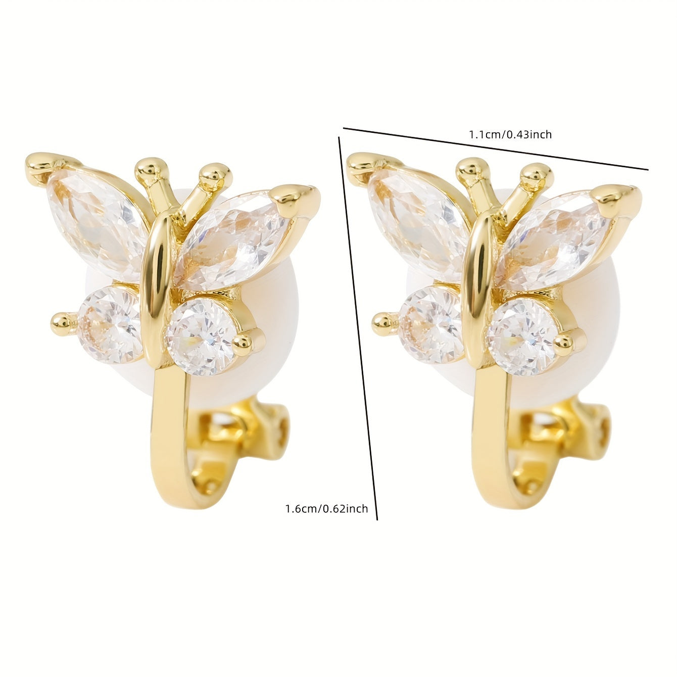 Golden colourway of the butterfly clip earrings