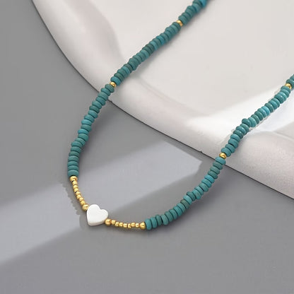Minimal Turquoise Heart Necklace