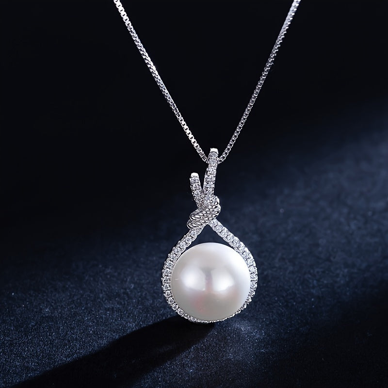 Graceful Pearl Twist Pendant Necklace