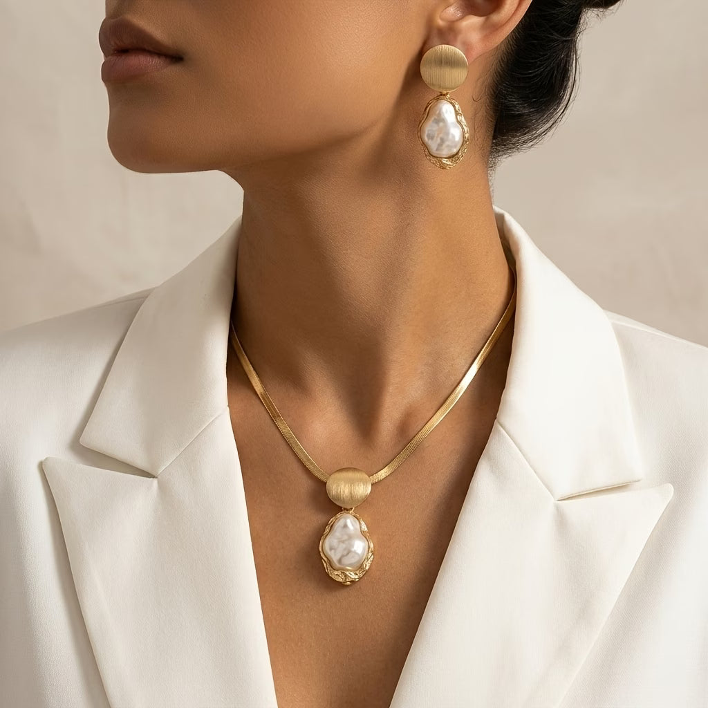 Elegant Baroque Pearl Jewelry Set