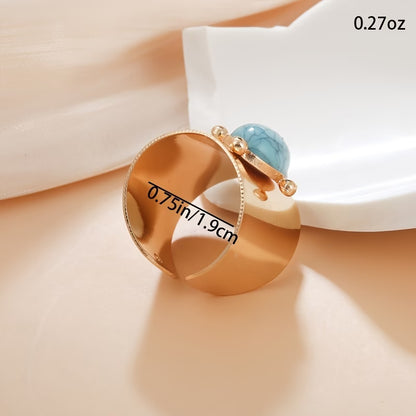 Adjustable Golden Turquoise Stone Ring