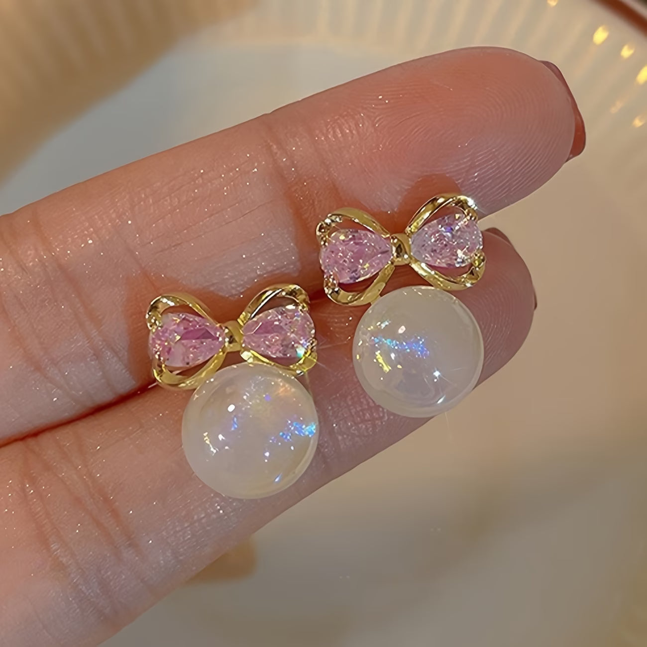 Rosé Sapphire Pearl Earrings