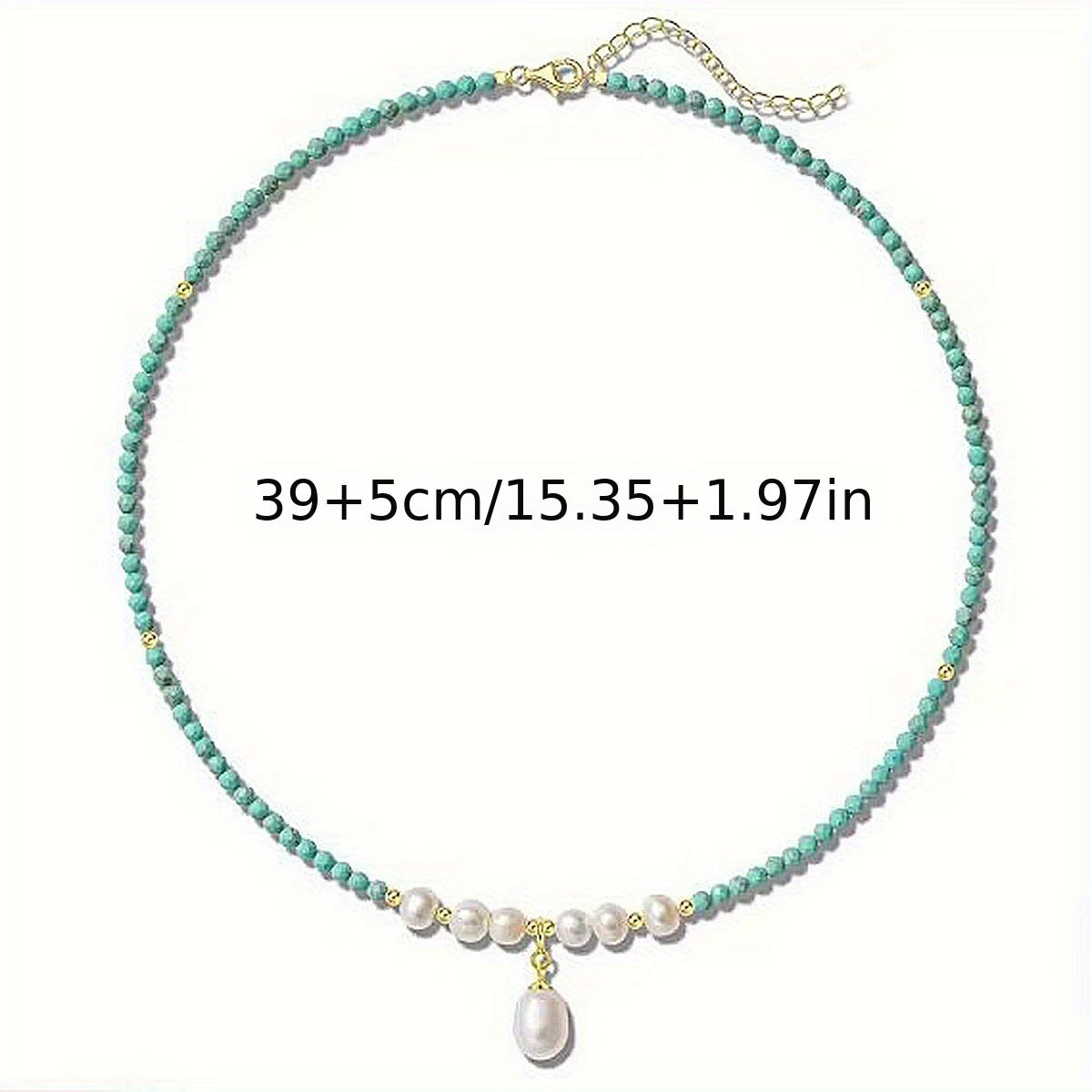 Premium Minimal Turquoise and Pearl Necklace