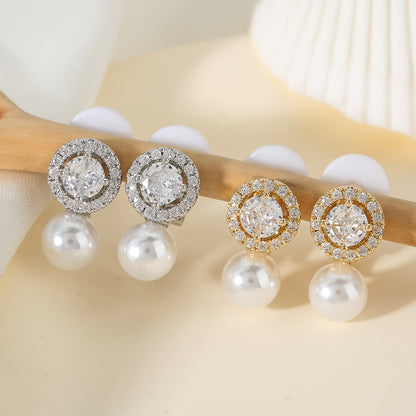 Delicate Pearl Halo Clip Earrings in silver and gold
