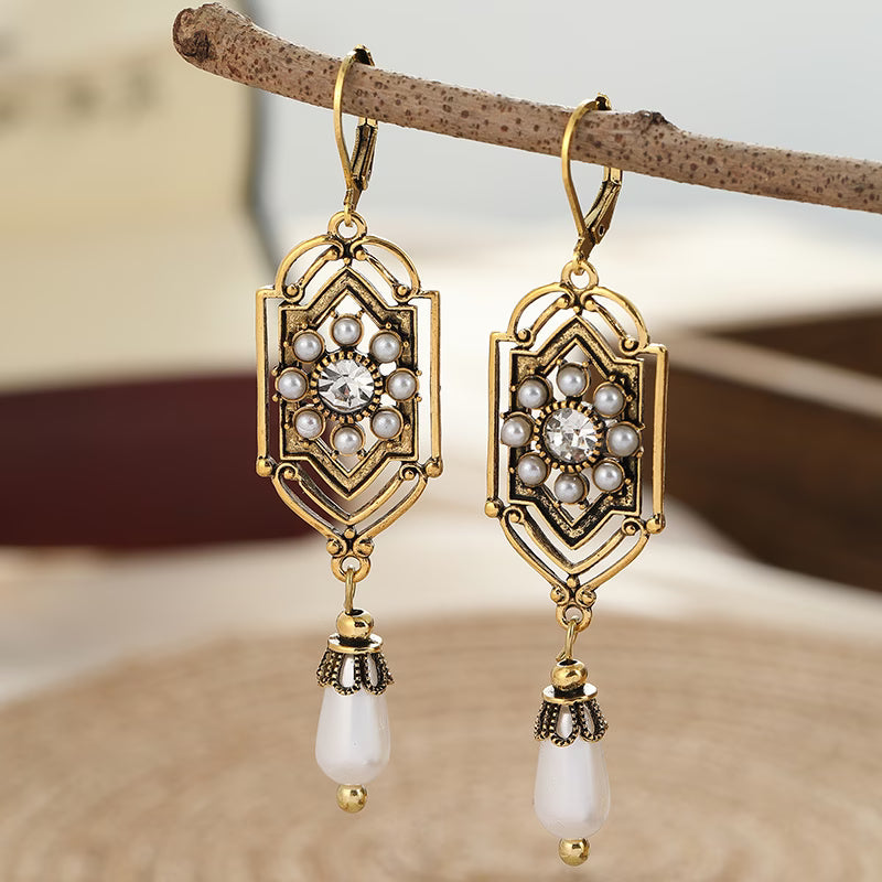Vintage Inlaid Pearl Earrings