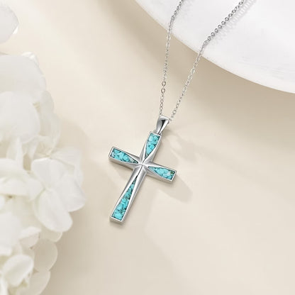 Heavenly Turquoise Cross Chain Necklace