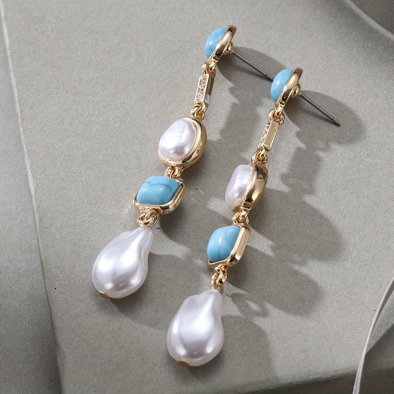 Statement Turquoise Pearl Earrings