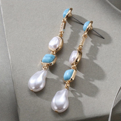 Statement Turquoise Pearl Earrings