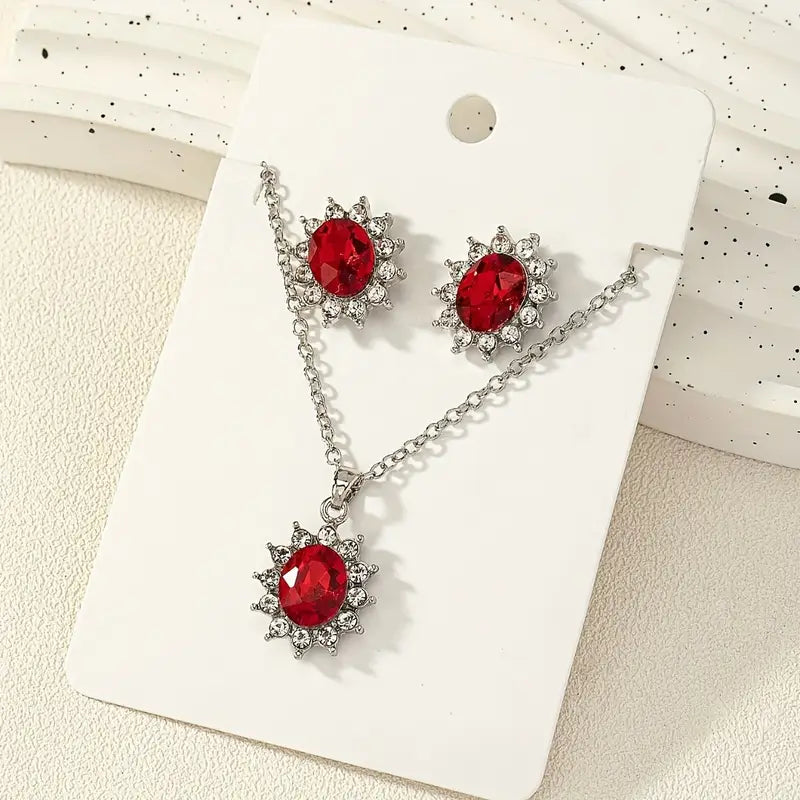 **Sophisticated Ruby White Gold Set**