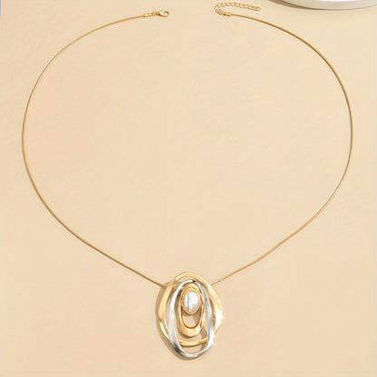 Full length of the Statement Pearl Geometric Pendant Necklace