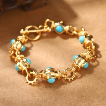 Turquoise colourway of the cabochon link bracelet