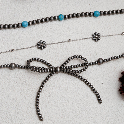 Turquoise Bow Necklace Set (3 pcs)