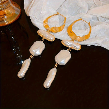 Elegant Baroque Pearl Hoop Earrings with soft fabric