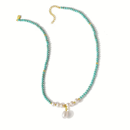 Premium Minimal Turquoise and Pearl Necklace