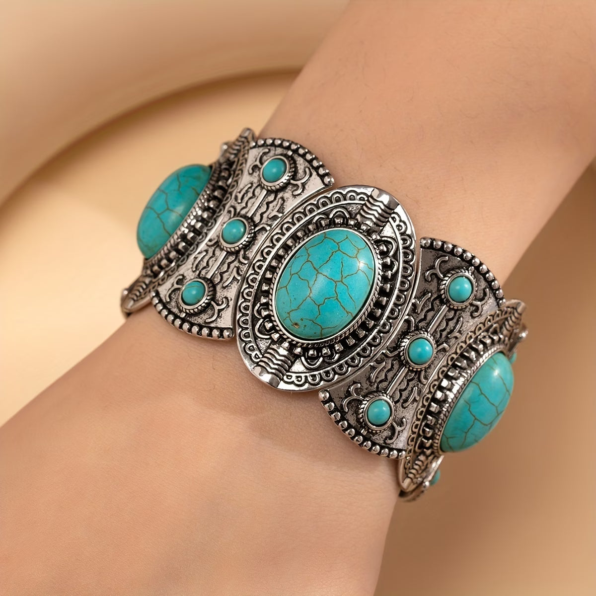 Premium Bohemian Silver Turquoise Bracelet