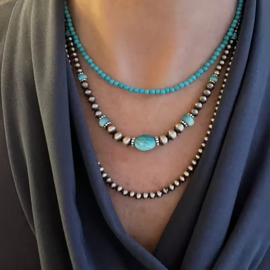Turquoise Layered Necklace Modern Necklace