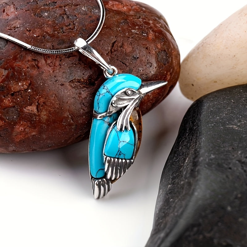 Turquoise bird pendant necklace