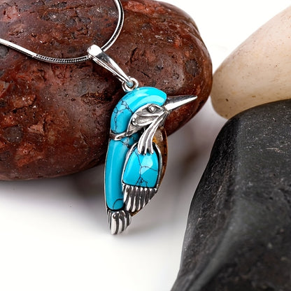 Turquoise bird pendant necklace