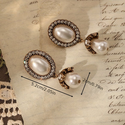 Vintage Frame Pearl Earrings
