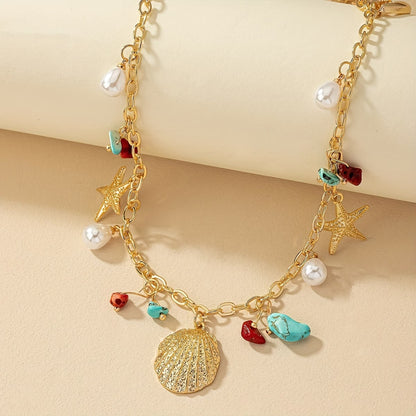Coastal Pearl and Turquoise Shell Bracelet
