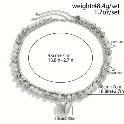 Size guide for the Vintage Silver Heart Necklace Set of 2