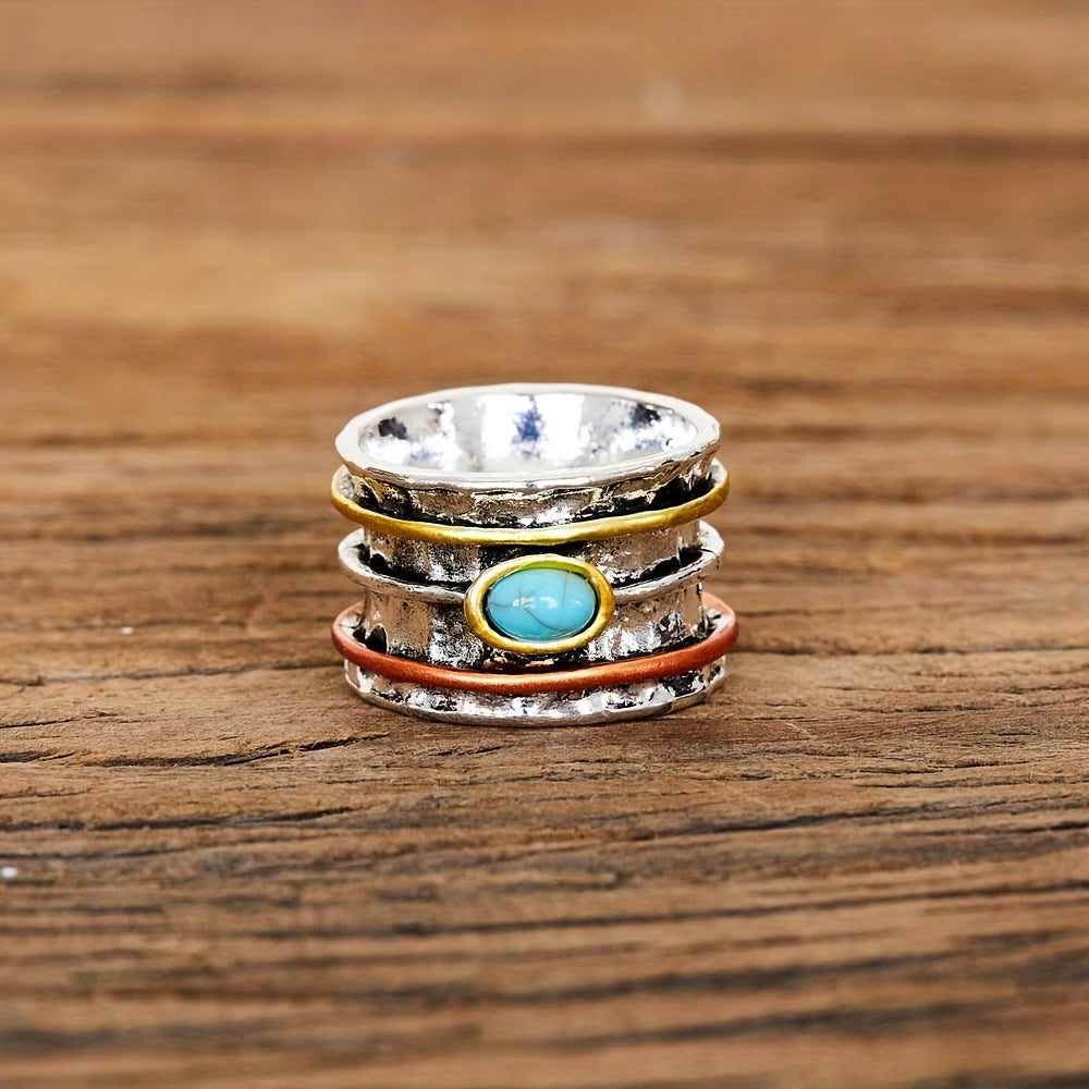 Bohemian Turquoise Inlaid Ring