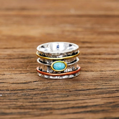 Bohemian Turquoise Inlaid Ring