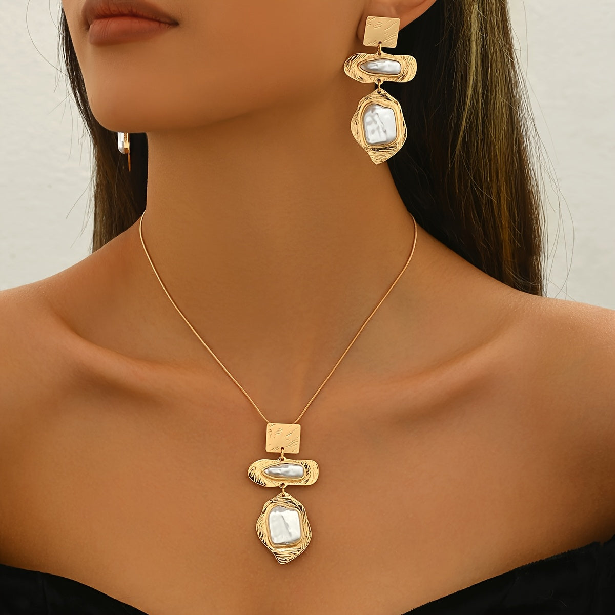 Size guide for the Elegant Pearl Mosaic Jewelry Set