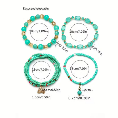 Elegant Crown Turquoise Bracelet Set