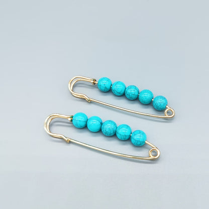 Elegant Turquoise Pin Brooch, (1 Piece)