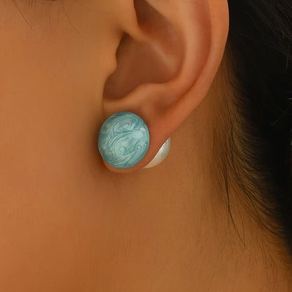 Two in One Pearl Turquoise Stud Earrings