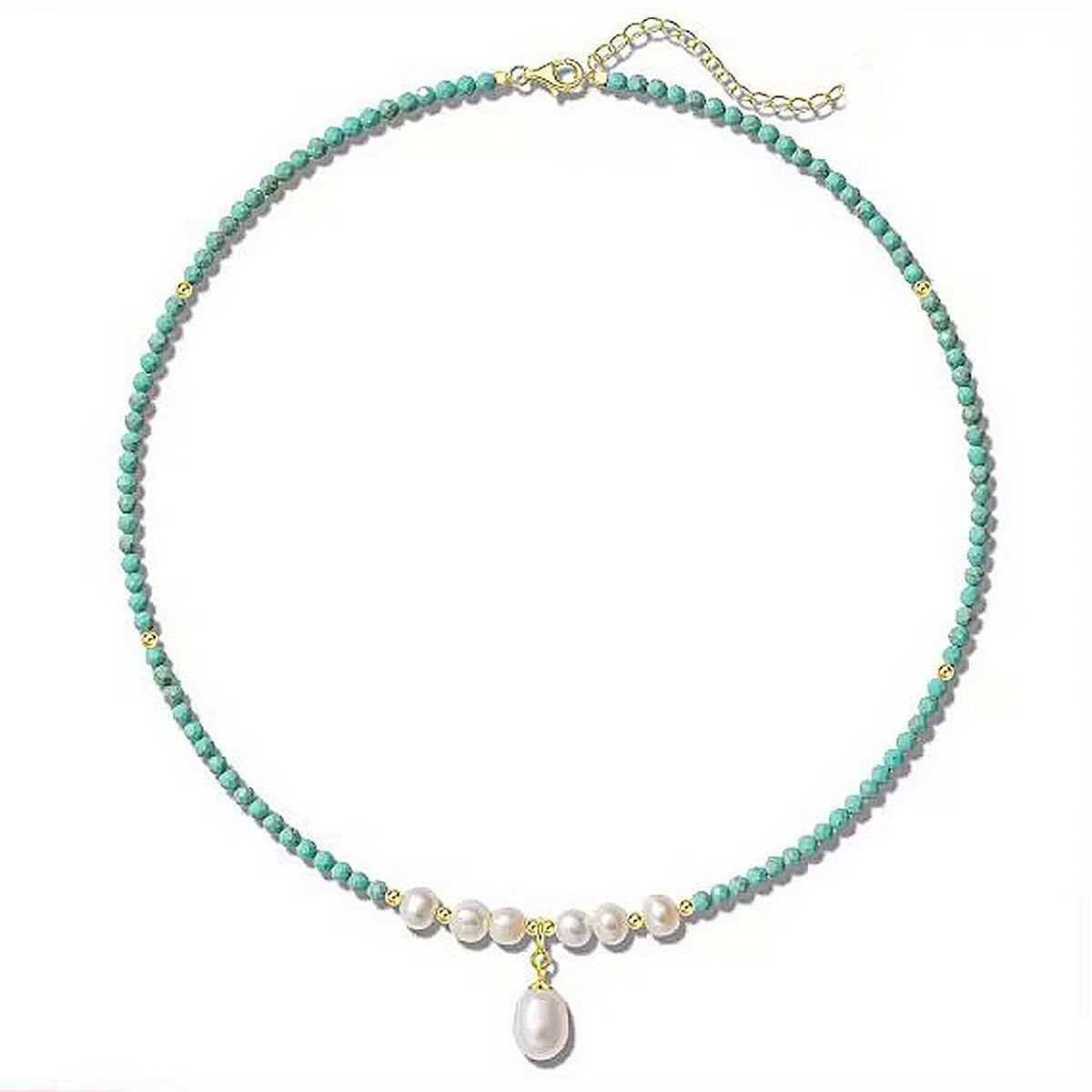 Premium Minimal Turquoise and Pearl Necklace