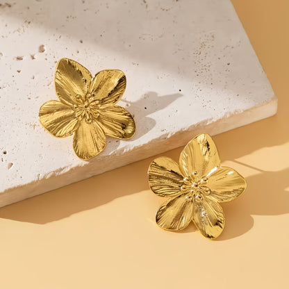 Golden Flower Stud Earrings