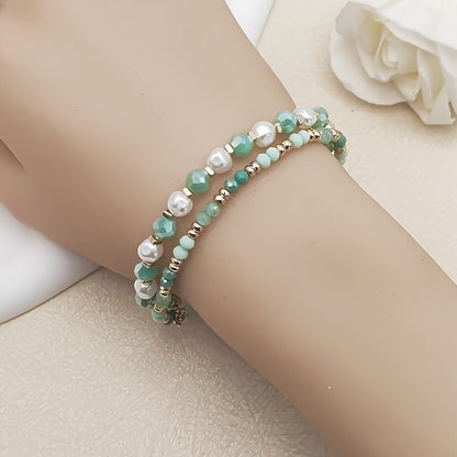 Bohemian Pearl Turquoise Bracelet Set