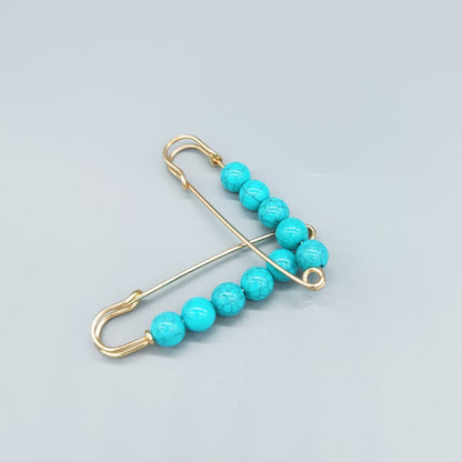 Elegant Turquoise Pin Brooch, (1 Piece)