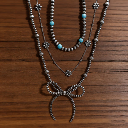 Turquoise Bow Necklace Set (3 pcs)