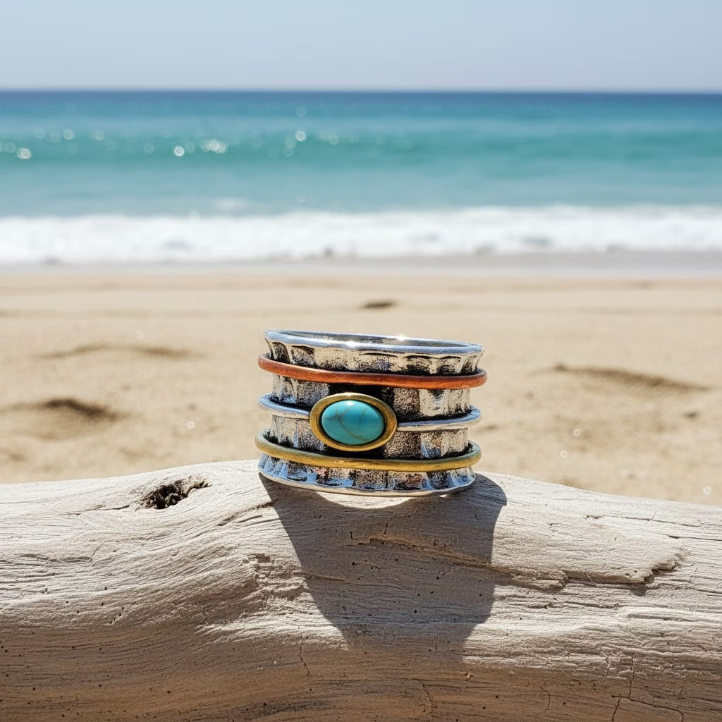 Bohemian Turquoise Inlaid Ring
