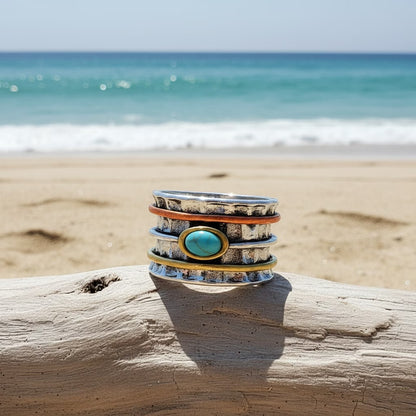 Bohemian Turquoise Inlaid Ring