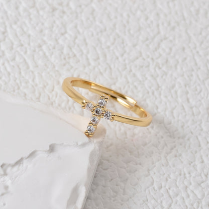 Radiant Adjustable Cross Zirconia Ring
