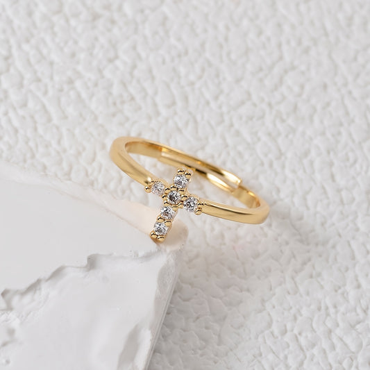 Radiant Adjustable Cross Zirconia Ring