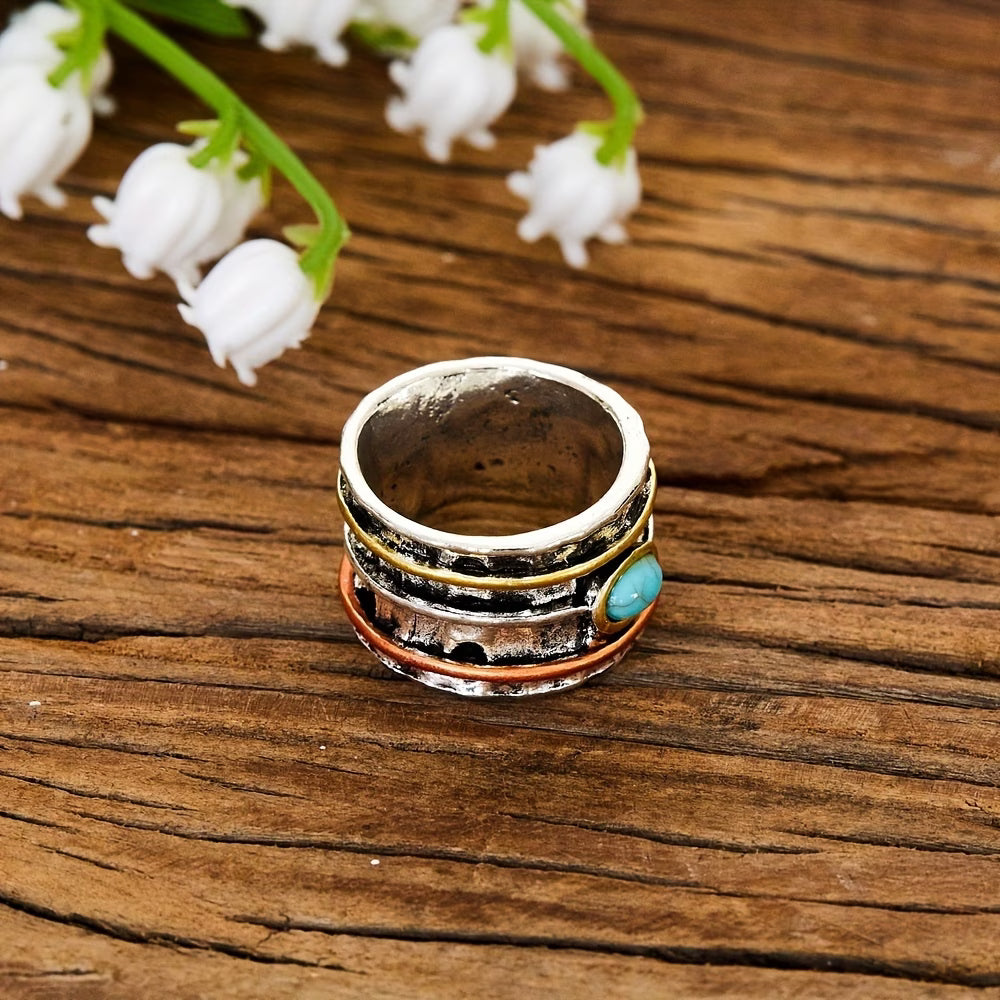 Bohemian Turquoise Inlaid Ring