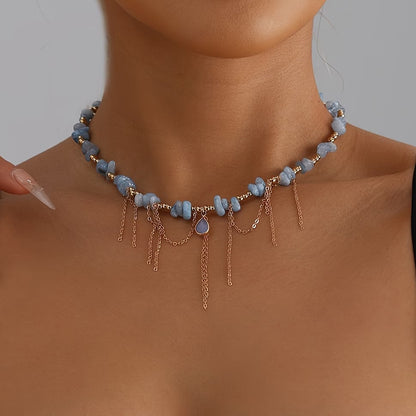 Statement Turquoise Golden Chain Necklace