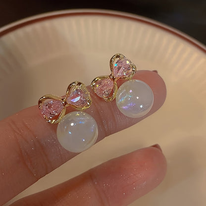 Rosé Sapphire Pearl Earrings