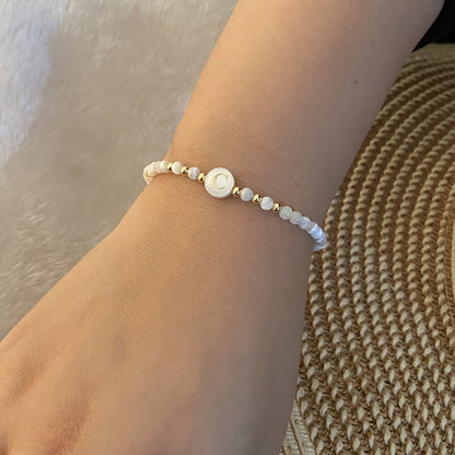 Elegant Initial Pearl Bracelet letter C