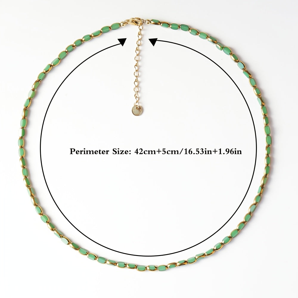 Size guide for the Vintage Iridescent Oval Bead Necklace