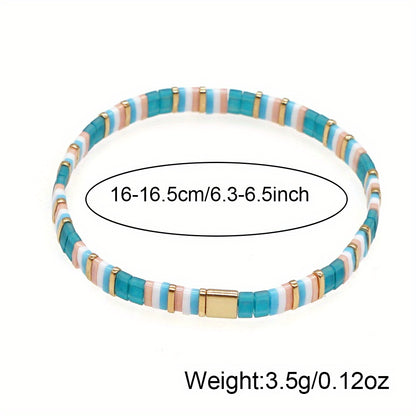 Bohemian Turquoise Tile Bracelet styled on a soft background
